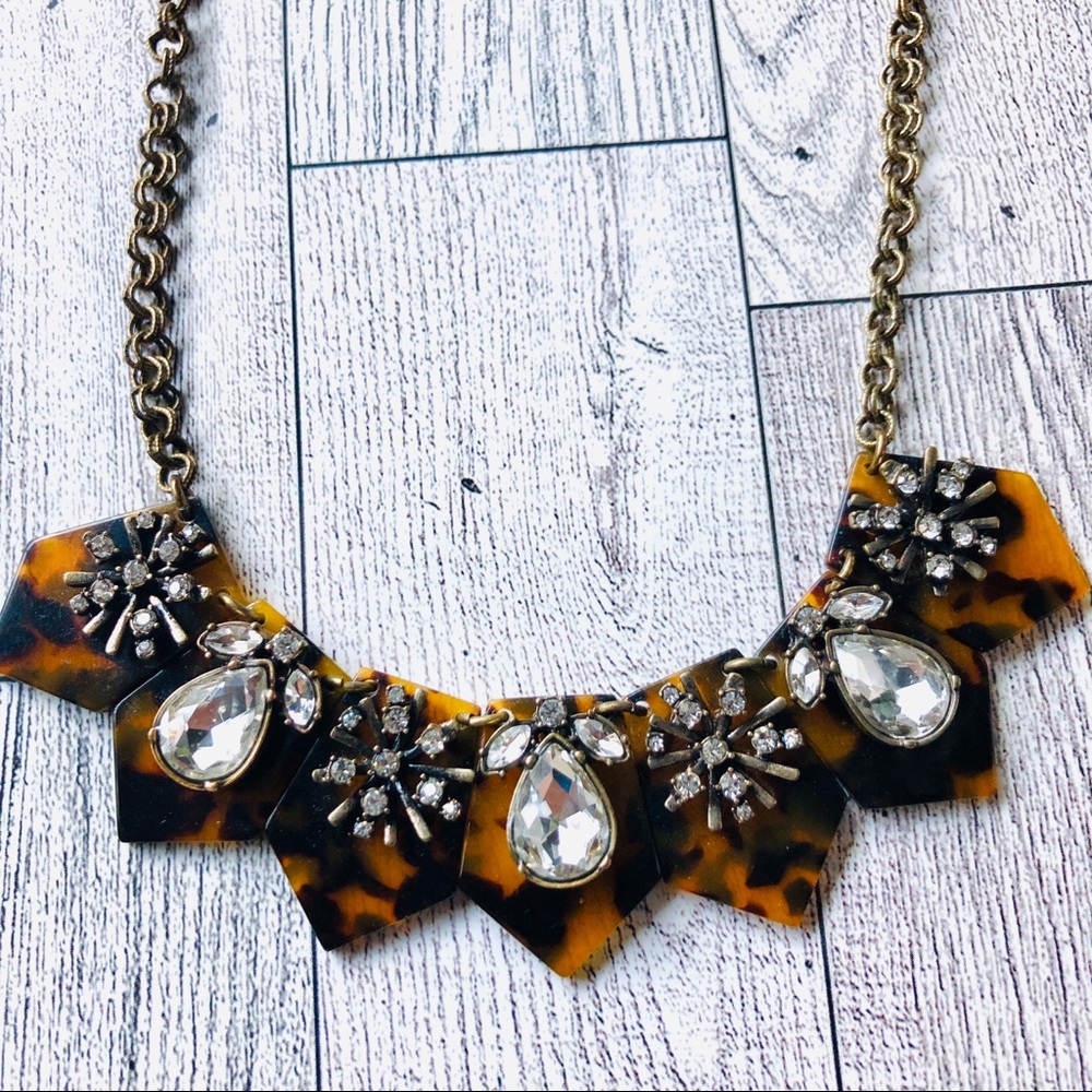 LOFT Faux Tortoise Shell Crystal Rhinestones Necklace
